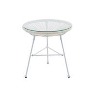 GARTENBEISTELLTISCH - 2 Personen-Sitzer - Harz, Glas - Weiß - - Weiß, Glas (50/50/50cm) - Vente-Unique