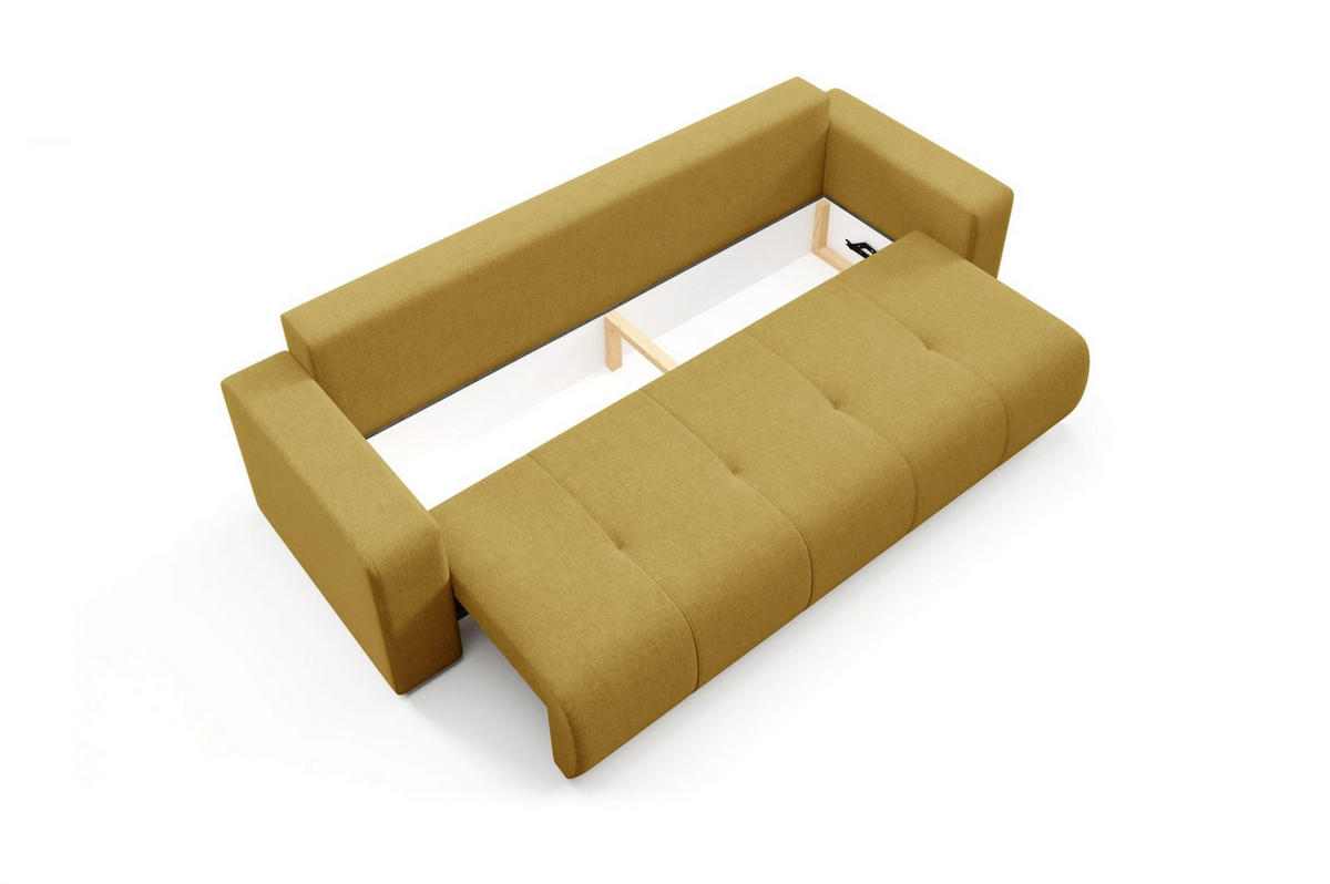 SCHLAFSOFA Augusto - Gelb, Holzwerkstoff/Textil (244/82/102cm) - Fun Möbel