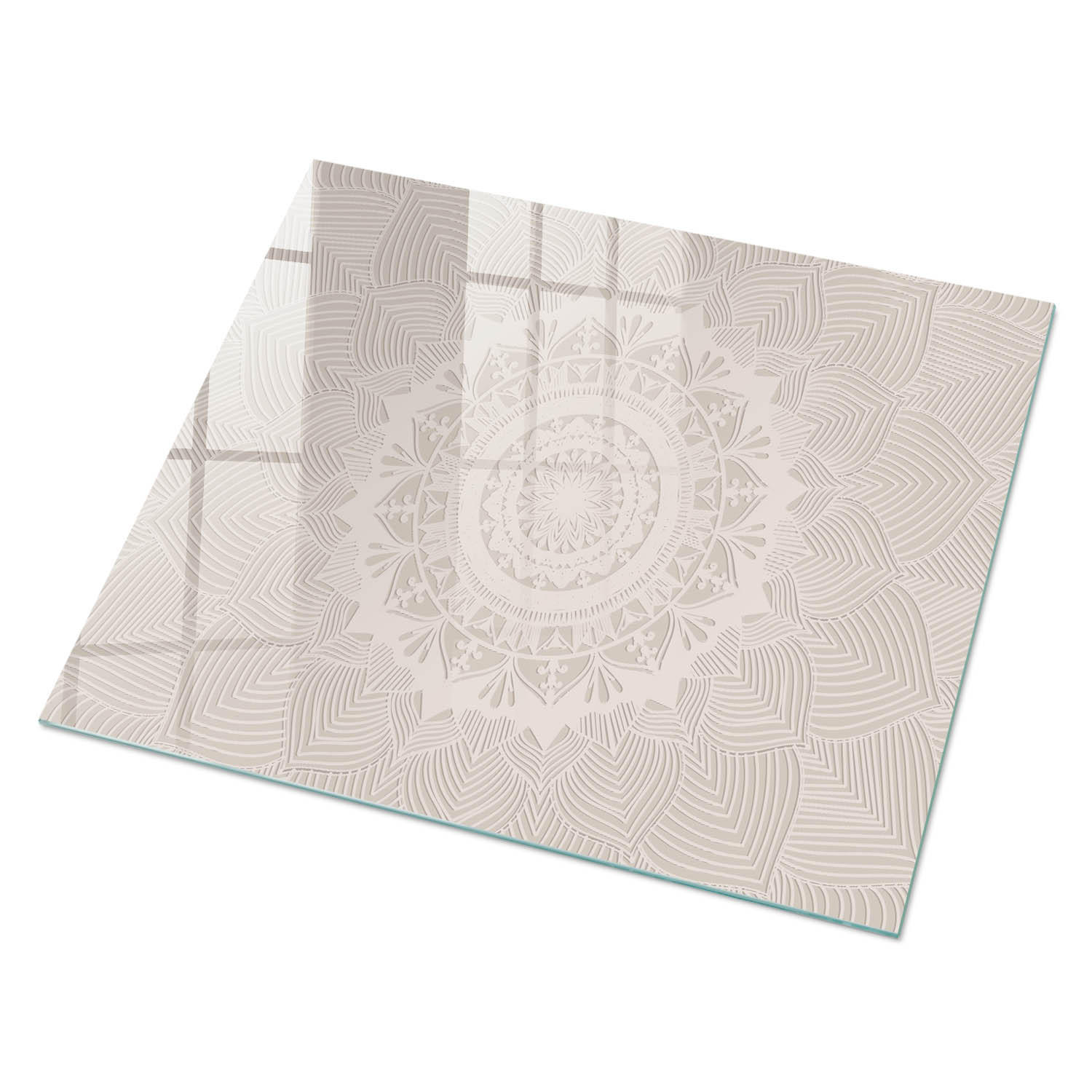 GLASPLATTE 80x60 cm – Beige Mandala - Blau, Glas (0.4/80/60cm) - ArtPrintCave