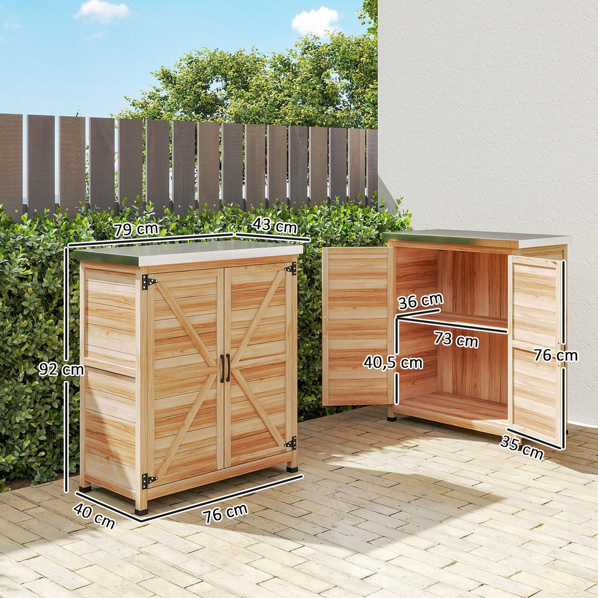 GARTENSCHRANK DE-09246 Natur - Naturfarben, Holz (43/92/79cm) - ComfortXL