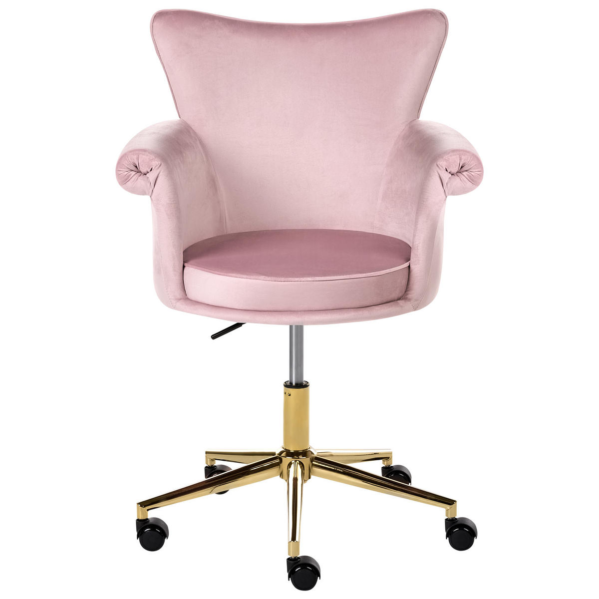 SCHREIBTISCHSTUHL Samtstoff Pastellrosa Velencia - Pink, Textil (64/85/60cm) - Beliani