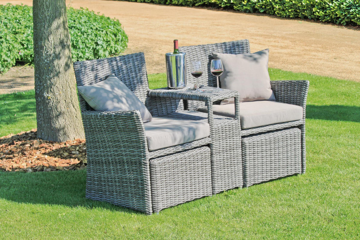 GARTENSTUHL Urban mit Hocker Relaxsessel - Grau, Kunststoff (155/90/70cm) - DELUKE