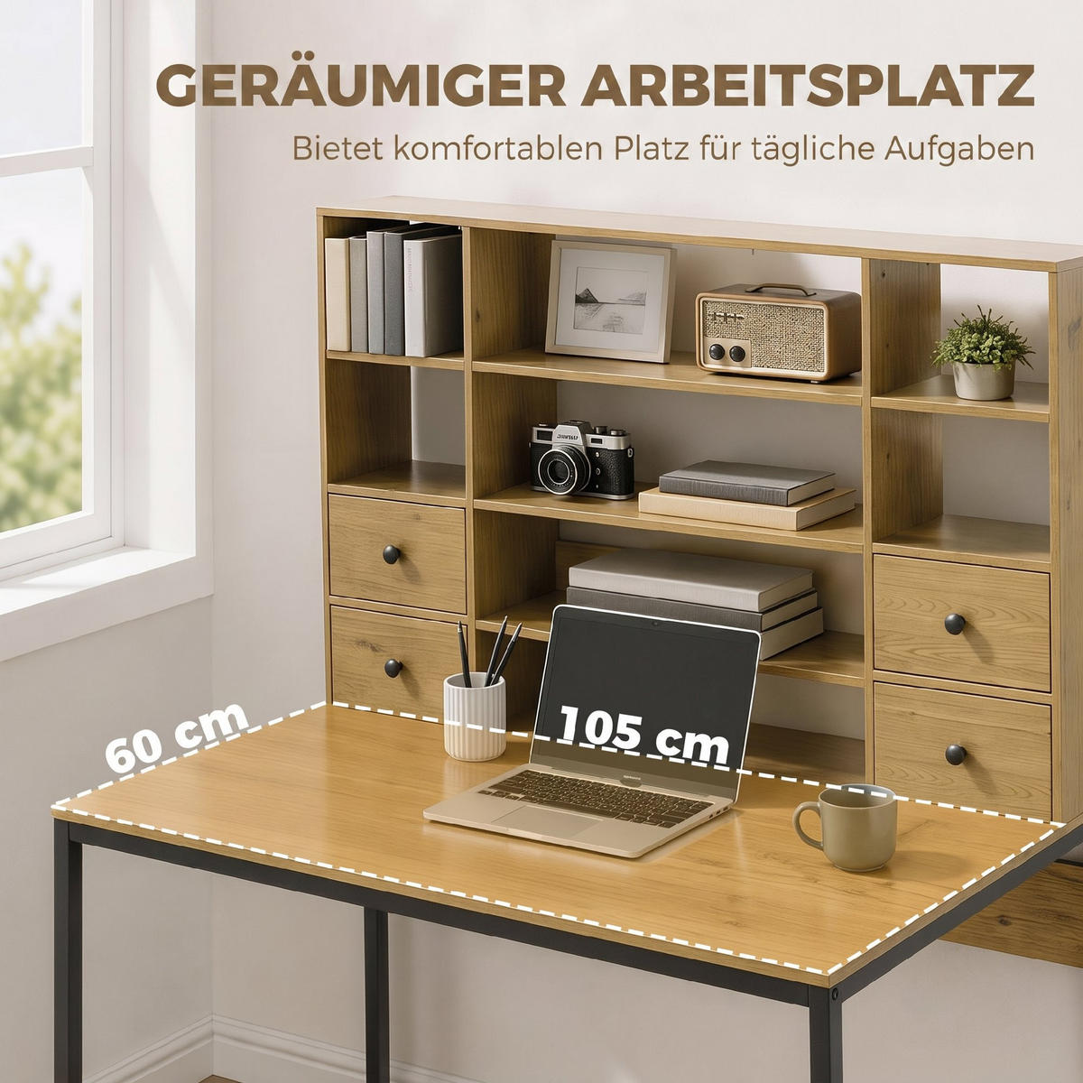 BÜROTISCH Naturholz 1 Stück - Braun, Holzwerkstoff (60/142/105cm) - GiPP