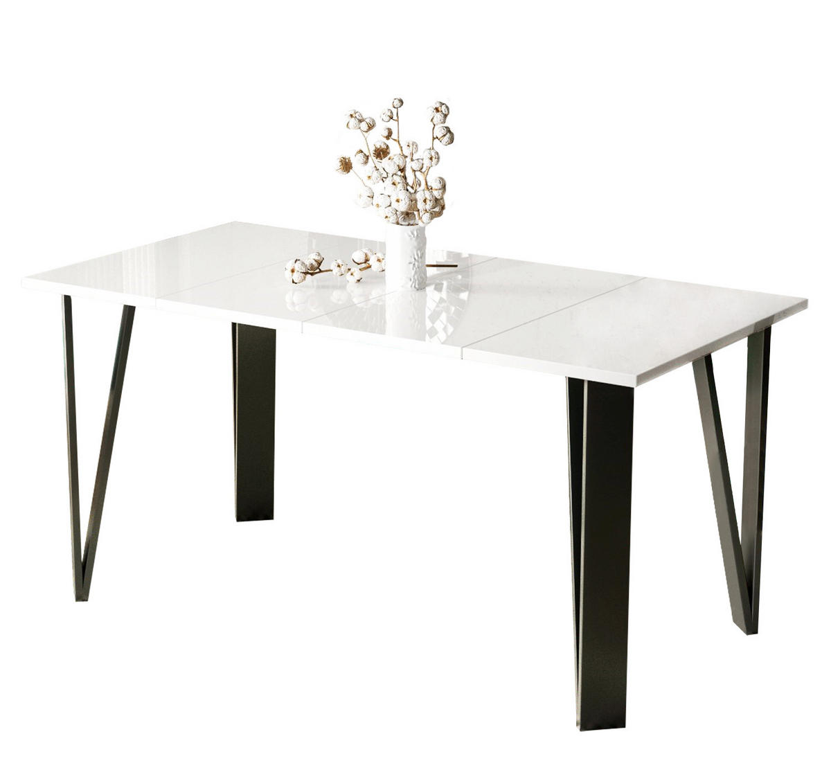 ESSTISCH Adeo ausziehbar bis 170 cm - Weiß Hochglanz, Holzwerkstoff (80/80/76cm) - Endo-Moebel