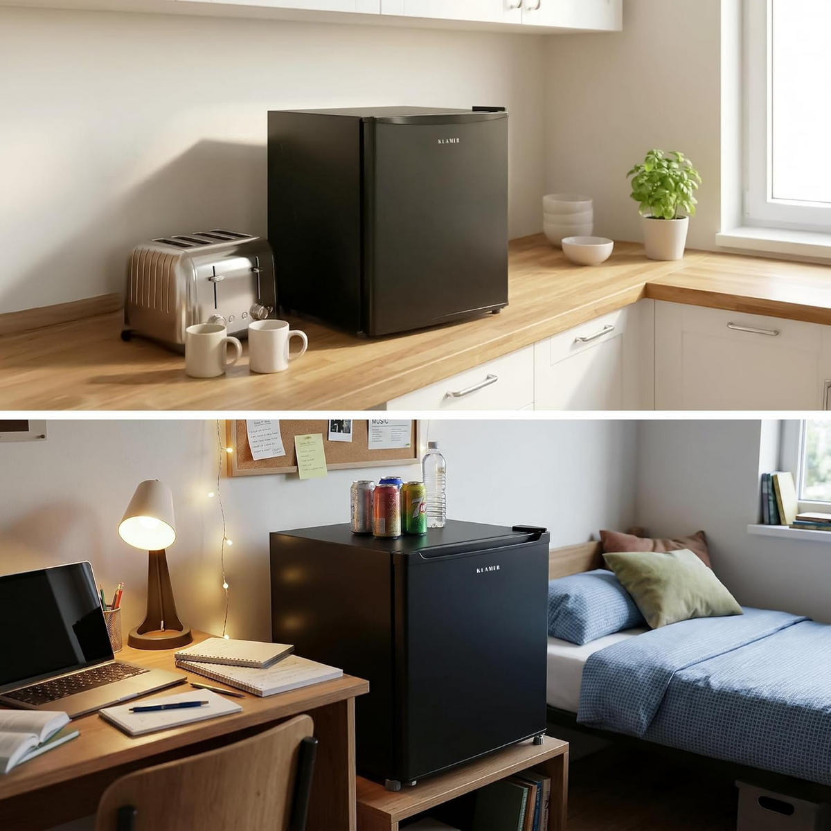 MINIKÜHLSCHRANK mit Gefrierschrank 43L - Schwarz, Metall (45/48/47cm) - KLAMER