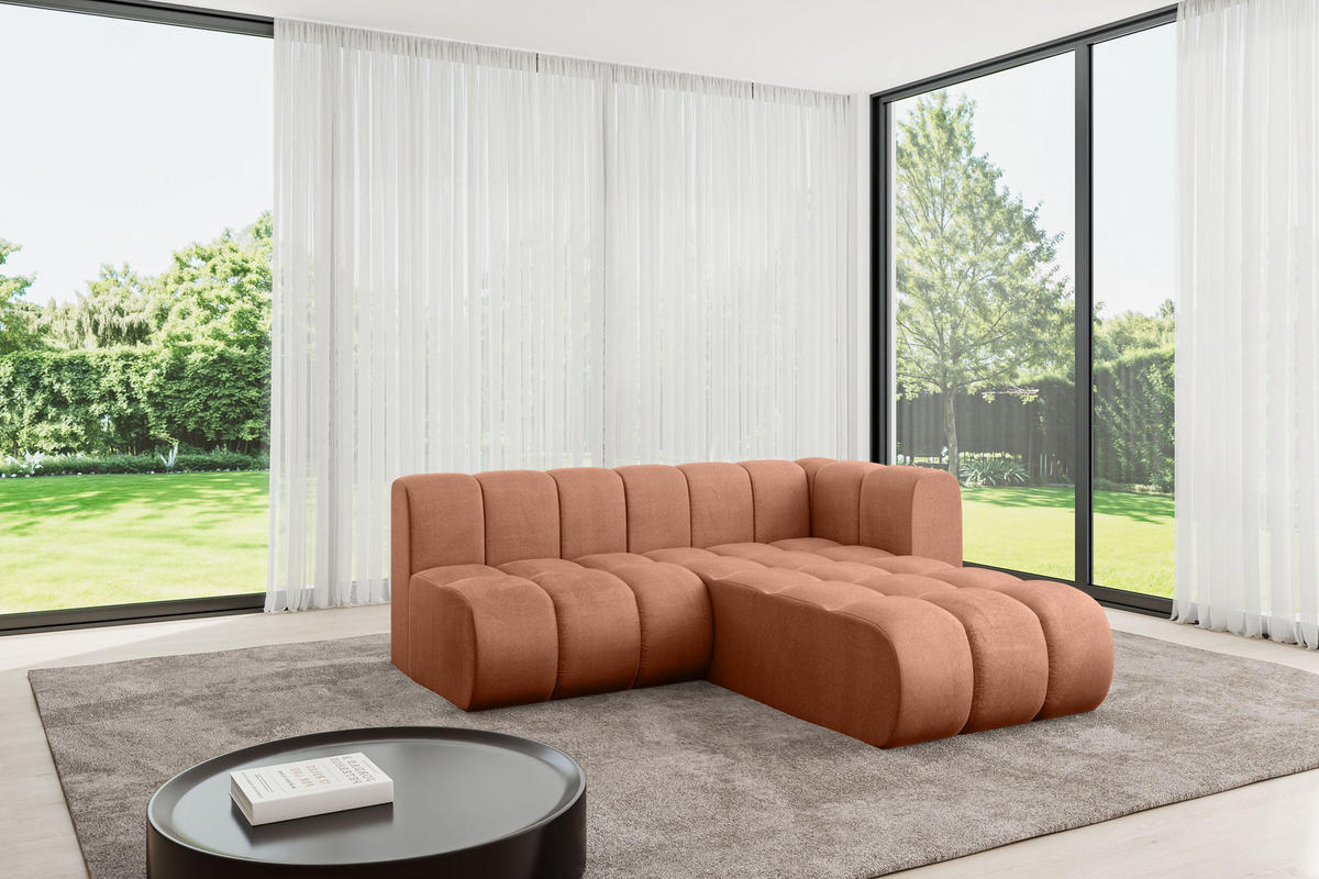 ECKSOFA modulares Sofa Darnel-L1 - 205x177x70 cm Apricot - Koralle, Holzwerkstoff/Textil (205/177cm) - ALTDECOR