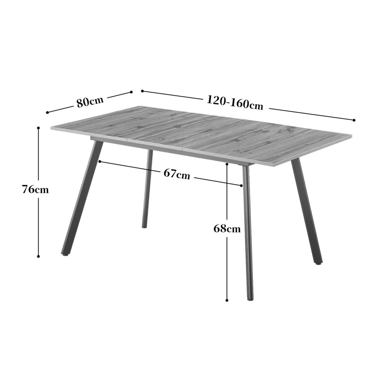 ESSTISCH MARA 120-160/80/76 cm Eiche - Eichefarben, Holz (80/120/76cm) - B&D Home