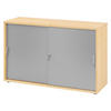 SCHIEBETÜRENSCHRANK - 2 Ordnerhöhen 40/120/74,8 cm in Ahornfarben/Silberfarben Bogengriff (Metall) - Silberfarben/Ahornfarben, Holzwerkstoff (120/74.8/40cm) - bümö