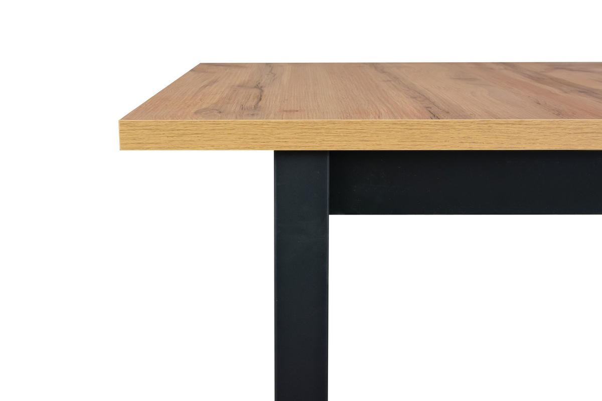 ESSTISCH Ikon 3 - Eiche Wotan/Schwarz, Holz/Metall (80/140/78cm) - Leaf Design