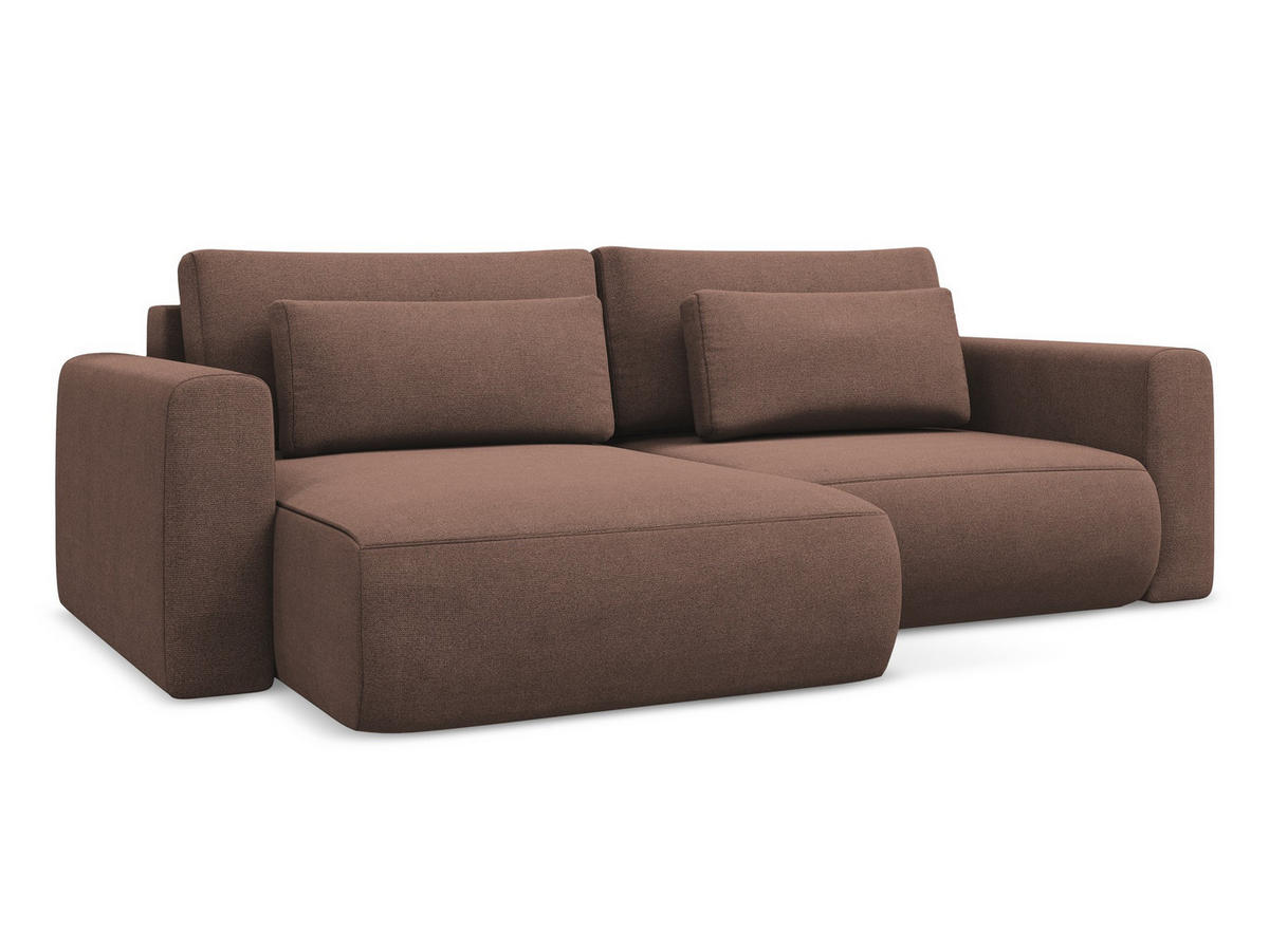 ECKSOFA mit Schlaffunktion Strukturstoff Stoff Pink - Pink/Hellrosa, Kunststoff/Textil (149/240cm) - Makamii