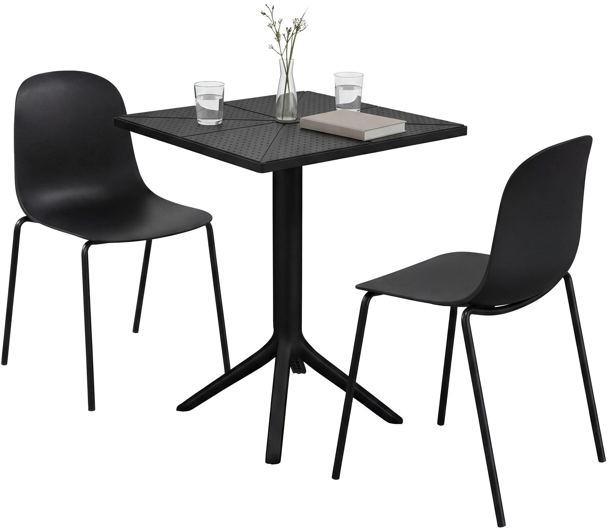 GARTENSITZGRUPPE 2 Kunststoff Schwarz - Schwarz, Kunststoff - CLP