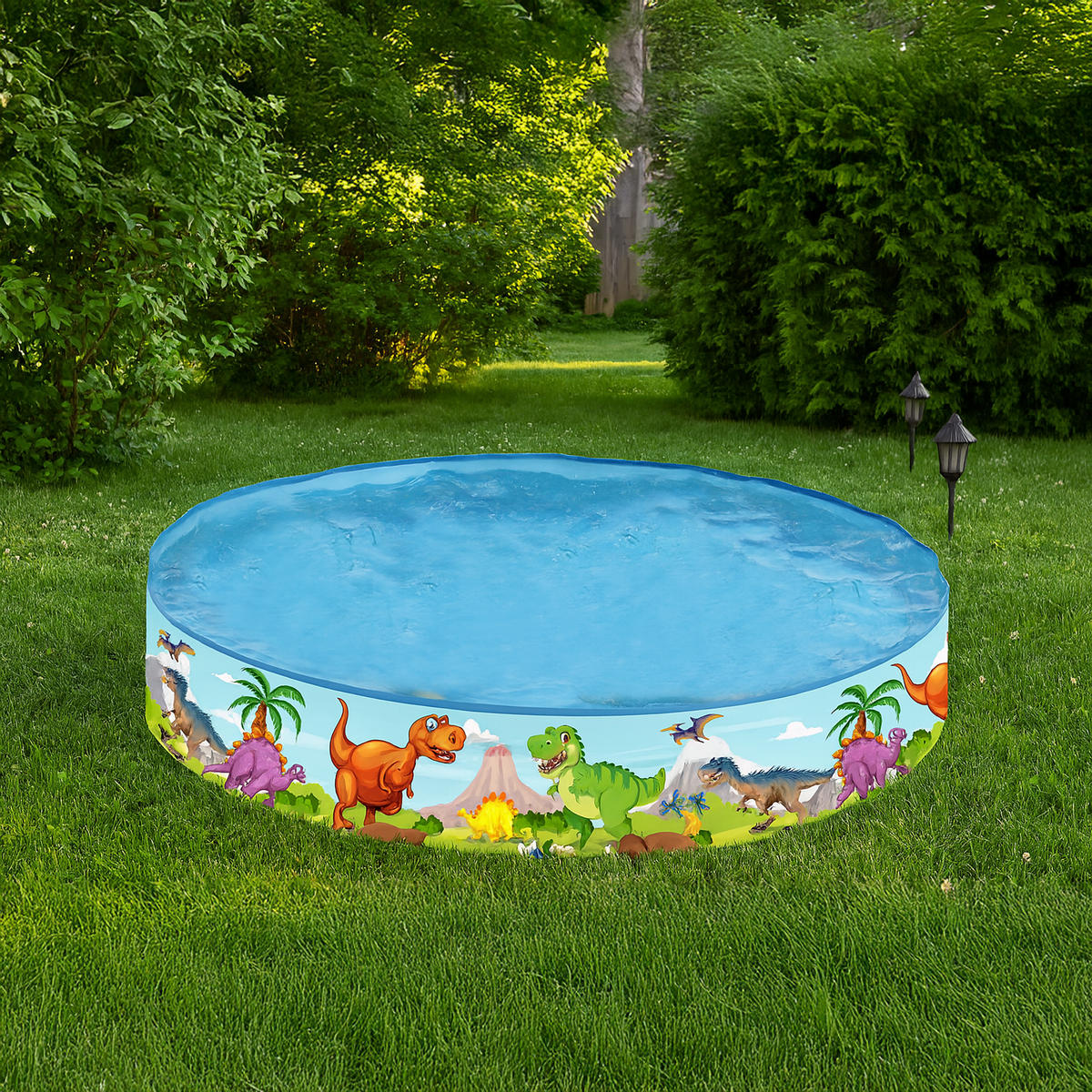 KINDERPOOL Dinosaurier Ø 240 x 46 cm Planschbecken Wand 1400 L - Multicolor, Kunststoff (240/240/46cm) - Avenli