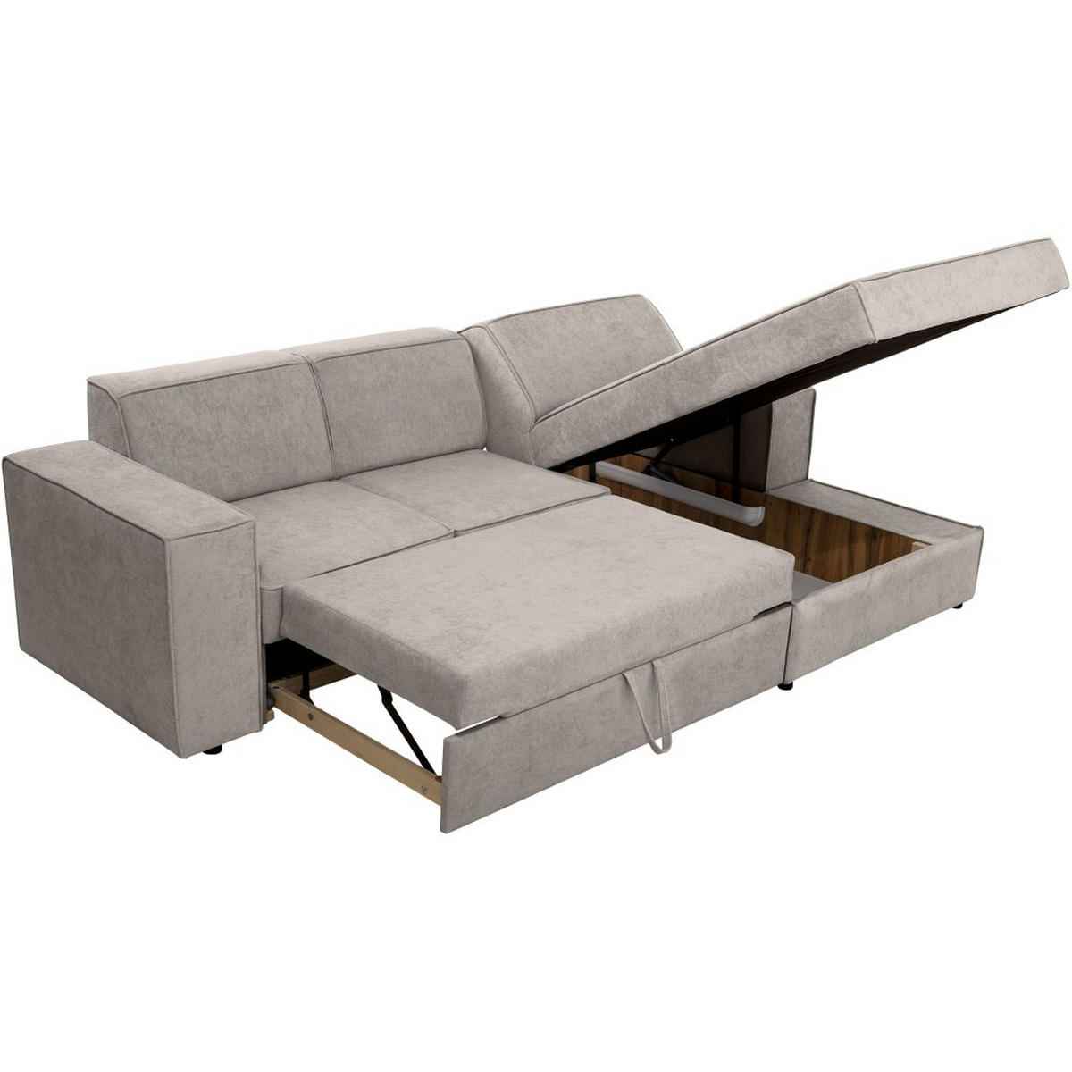 ECKSCHLAFSOFA mit Schlaffunktion Pedro L cappuccino rechts - Schwarz/Cappuccino, Kunststoff/Textil (267/160cm) - Beautysofa