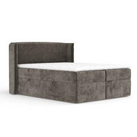 BOXBETT Skyline Dunkeblraun 140/200 cm mit Matratze und Topper - Dunkelbraun/Schwarz, Holz/Holzwerkstoff (140/200cm) - Maison de Reve