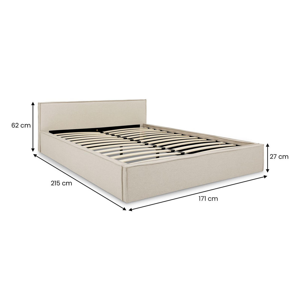 POLSTERBETT PESARO 160x200 cm beige - Beige, Textil (160/200cm) - IDIMEX