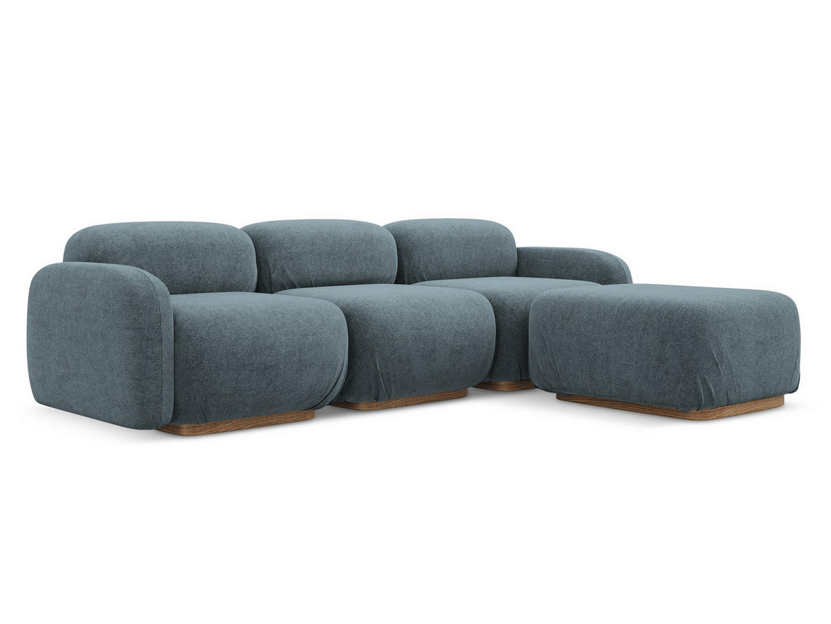 ECKSOFA Beidseitig Bouclé Stoff Blau - Blau/Blaugrau, Holz/Textil (270/190cm) - Makamii