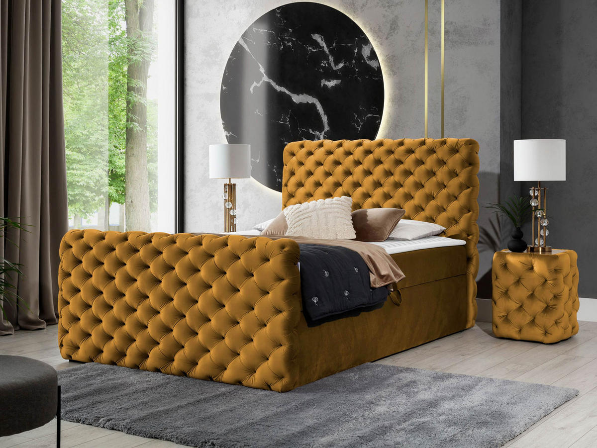 BOXBETT Chesterfield Lux - Bronzefarben, Holz (140/200cm) - MIRJAN24