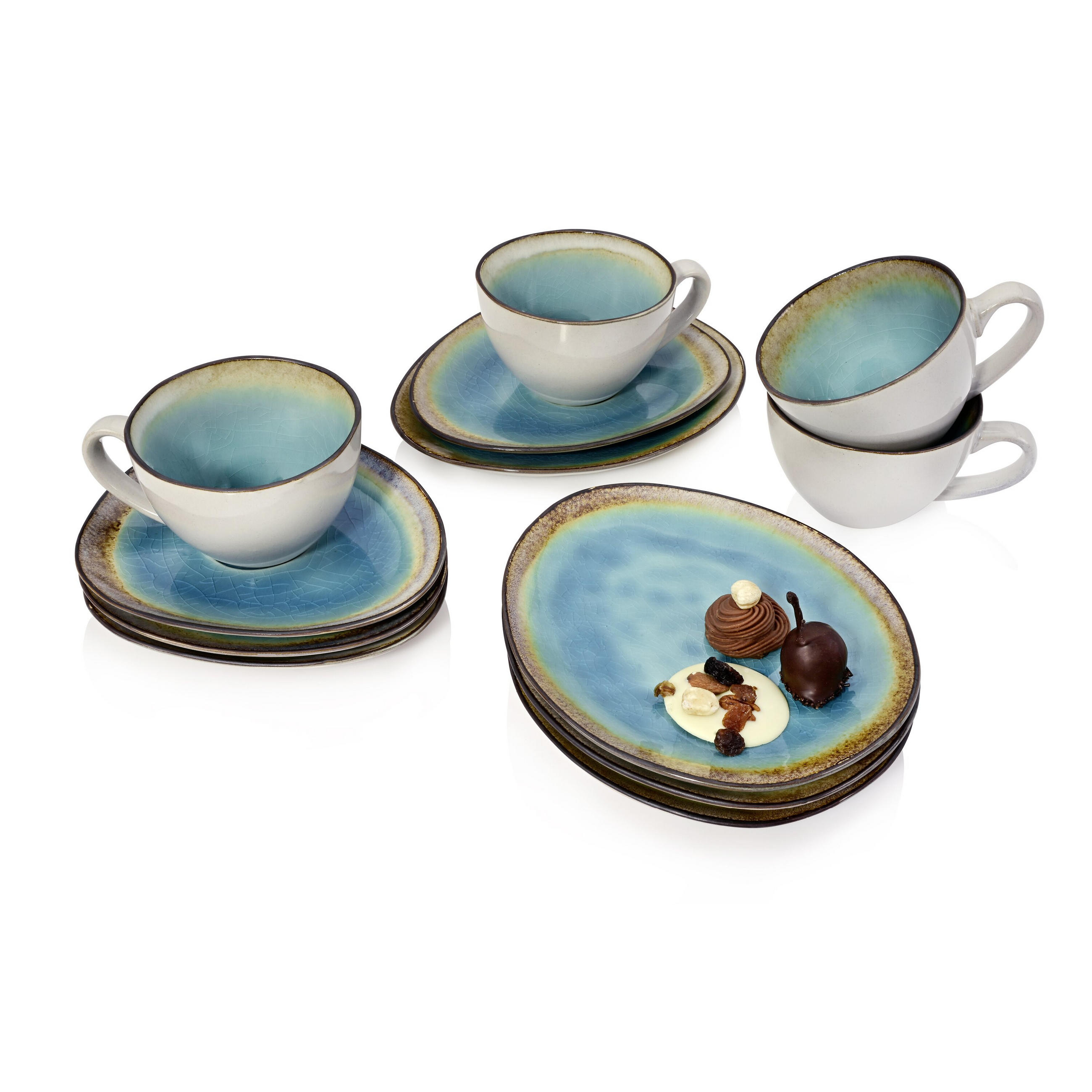 KAFFEESERVICE CAPRI - 12 teilig aus Steingut - Pastellblau, Keramik (31/24/24cm) - Sänger