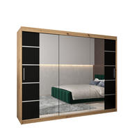 SCHWEBETÜRENSCHRANK 200/250/62 3-türig - Silberfarben/Schwarz, Holz/Kunststoff (250/200/62cm) - MÖBEL KRYSPOL