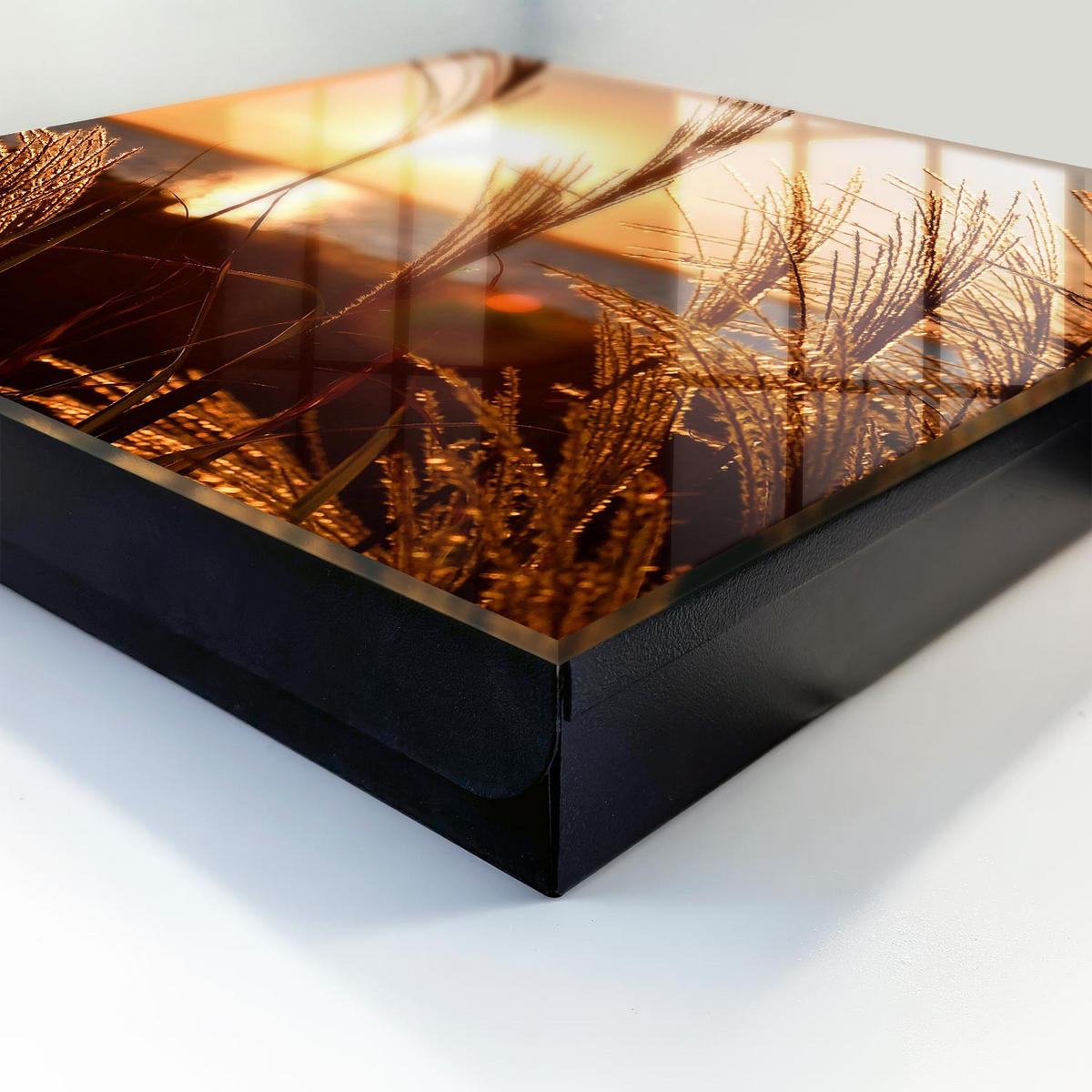 SCHLÜSSELBOX Schwarz 30x30 cm- Türöffnung nach rechts - Sonnenuntergang - Orange, Metall (30/30/5cm) - TULUP