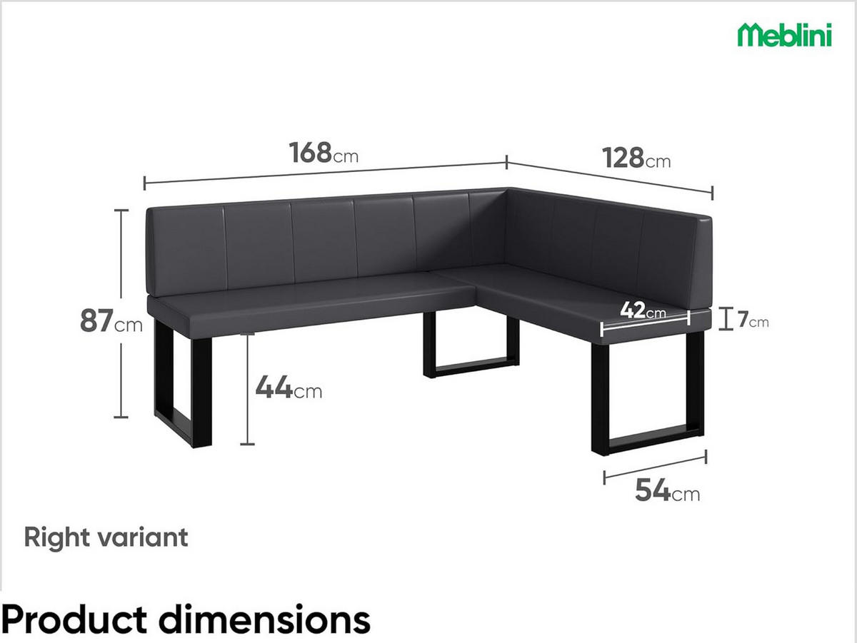ECKBANK PETER_U - Grau, Leder (128/168cm) - Meblini