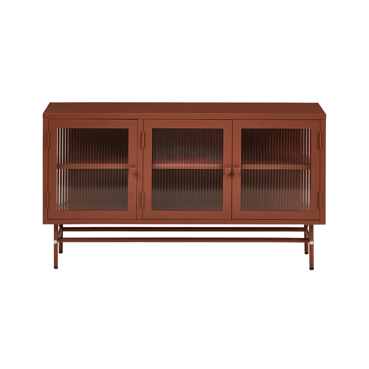 SIDEBOARD mit Glastüren Metall 115 cm Goldbraun Devon - Goldfarben/Braun, Metall (115/64/35cm) - Beliani