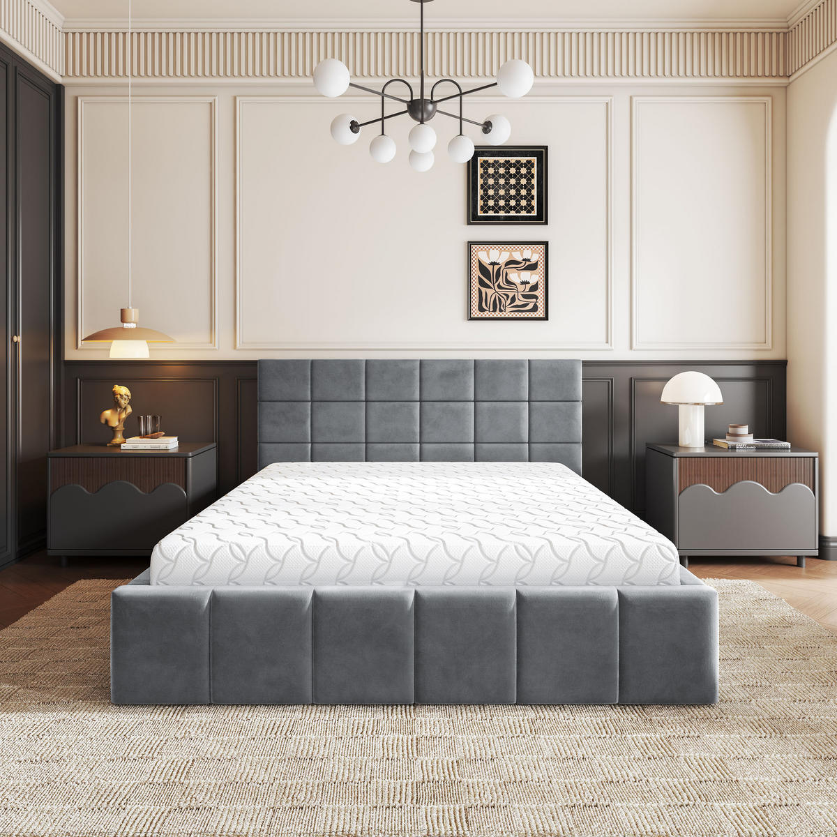 ČALOUNĚNÁ Postel VERTO 160x200 cm Šedá - šedá, kompozitní dřevo/textil (160/200cm) - MASSENO