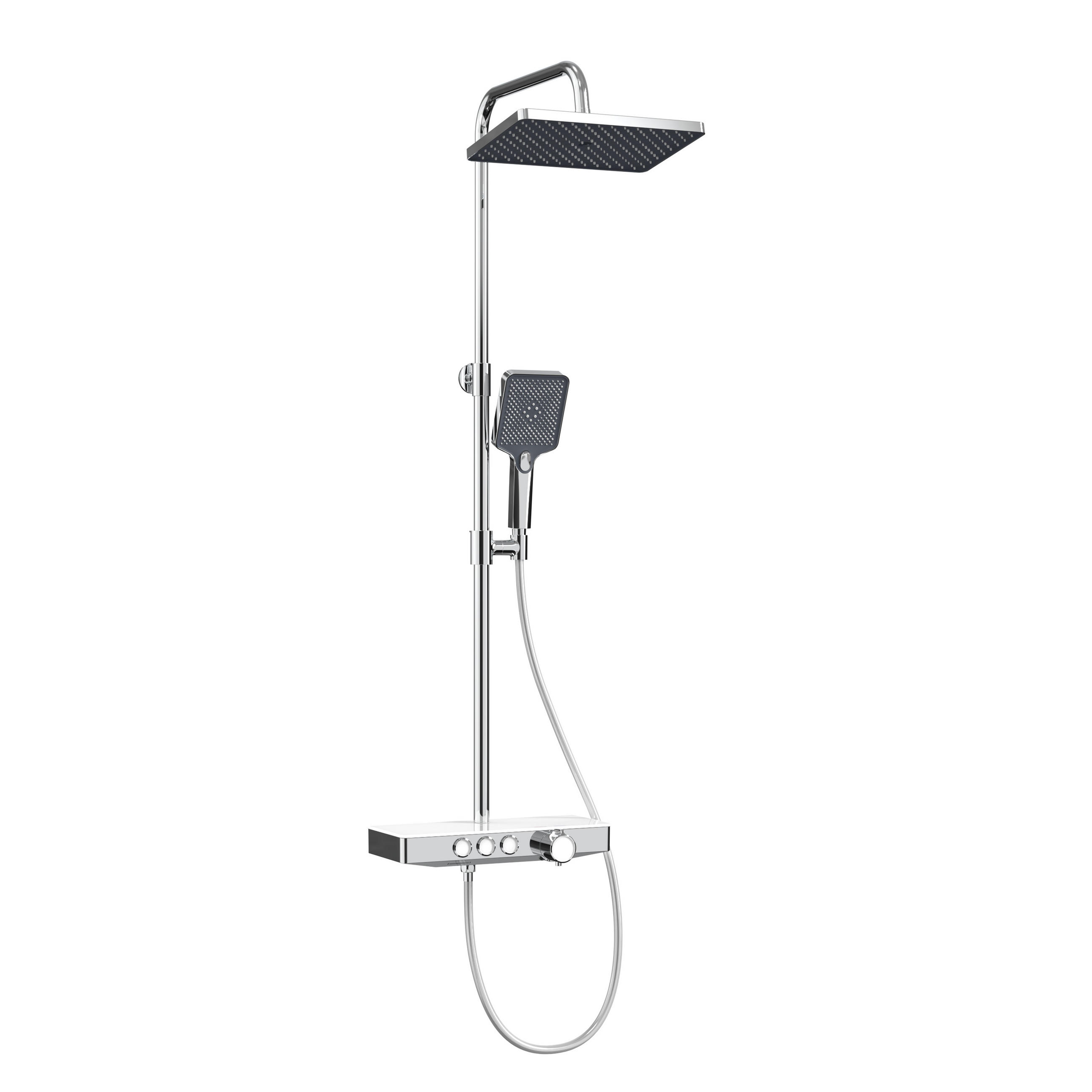 ÜBERKOPFBRAUSESET mit Thermostat Regendusche Chrom - Chromfarben, Metall (36/110/46cm) - EMKE