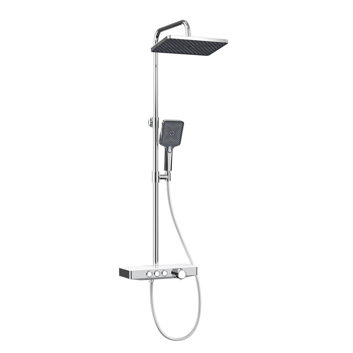 ÜBERKOPFBRAUSESET mit Thermostat Regendusche Chrom - Chromfarben, Metall (36/110/46cm) - EMKE