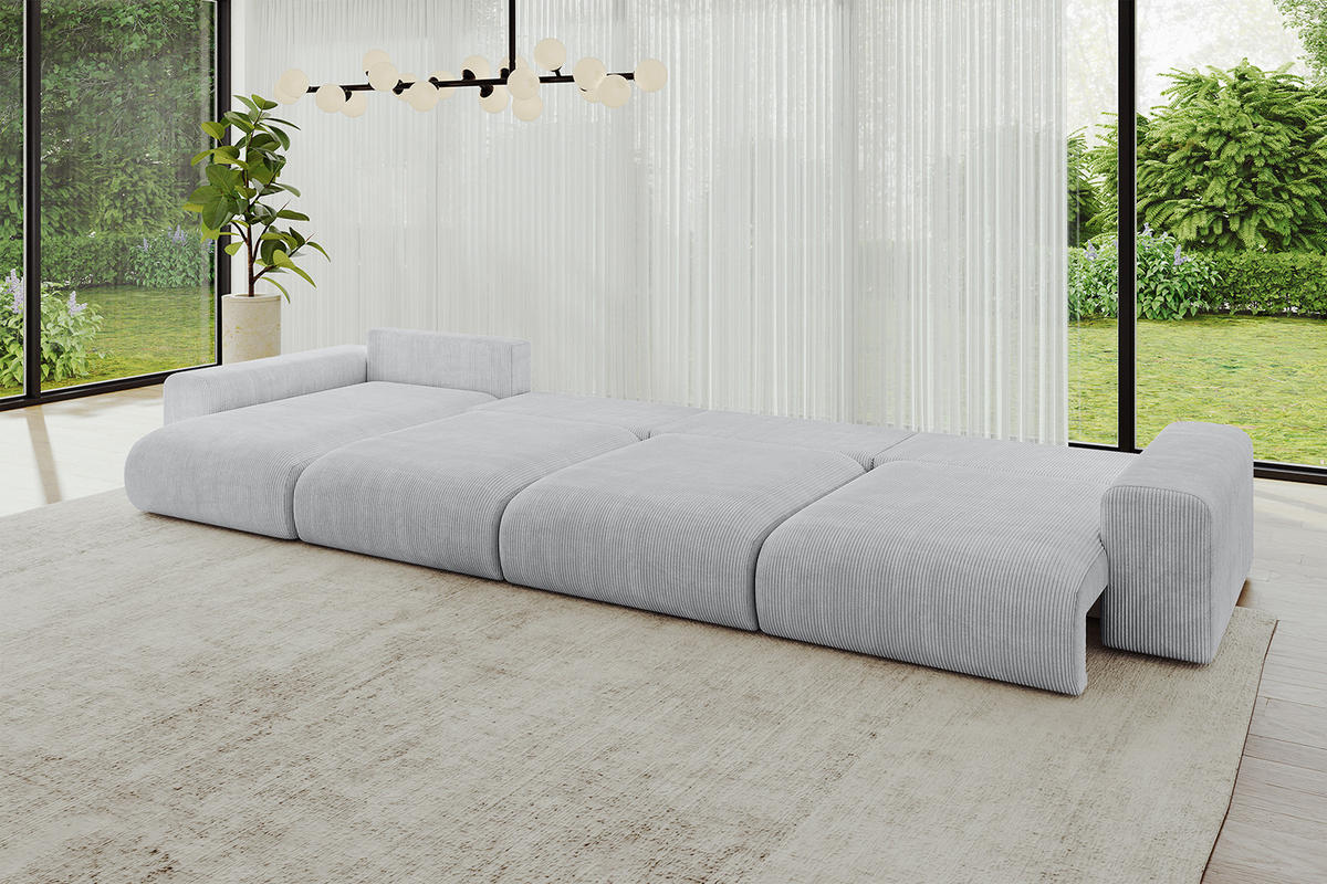 WOHNLANDSCHAFT mit Schlaffunktion ESKAR-U2-464x176x72cm Grau - Grau, Holzwerkstoff/Kunststoff (176/72/464cm) - ALTDECOR