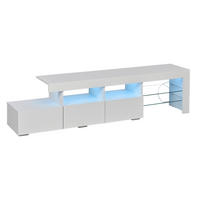 TV-RACK 180x35x45cm Hochglanz-Weiß mit App-gesteuerter LED-Beleuchtung - Weiß, Holz (42.49/10.01/162cm) - Raelunyi