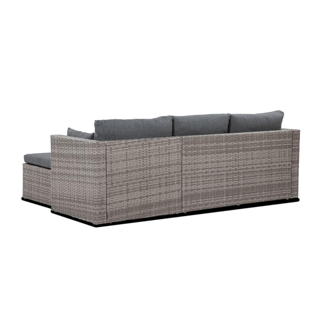 GARTENSET Sevilla, aus Technorattan, Ecksofa mit Couchtisch, Grau - Grau, Kunststoff - Beautysofa
