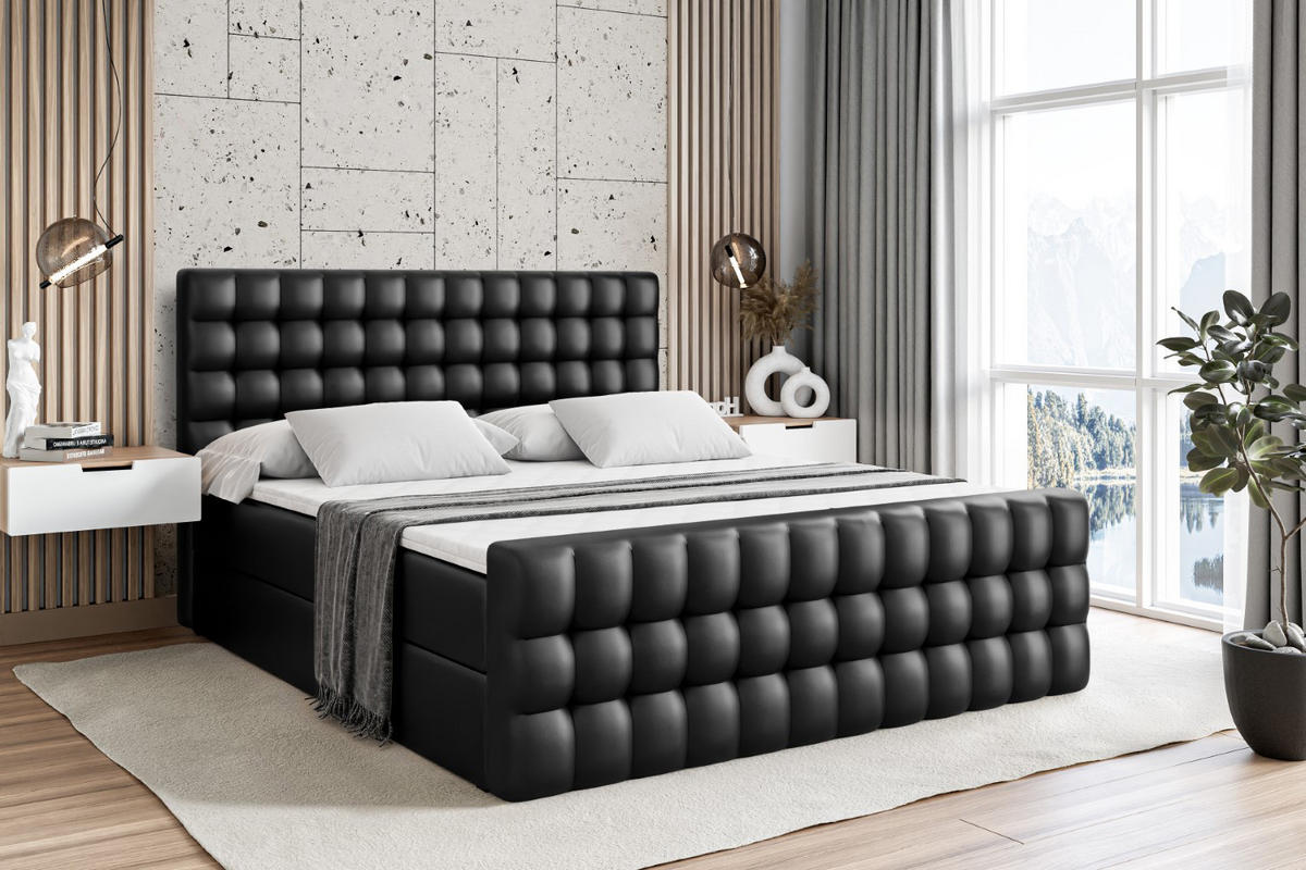 BOXBETT VIONE-Z - 140 x 200 - H4 - Schwarz Hochglanz - Schwarz Hochglanz, Holzwerkstoff (140/200cm) - ALTDECOR