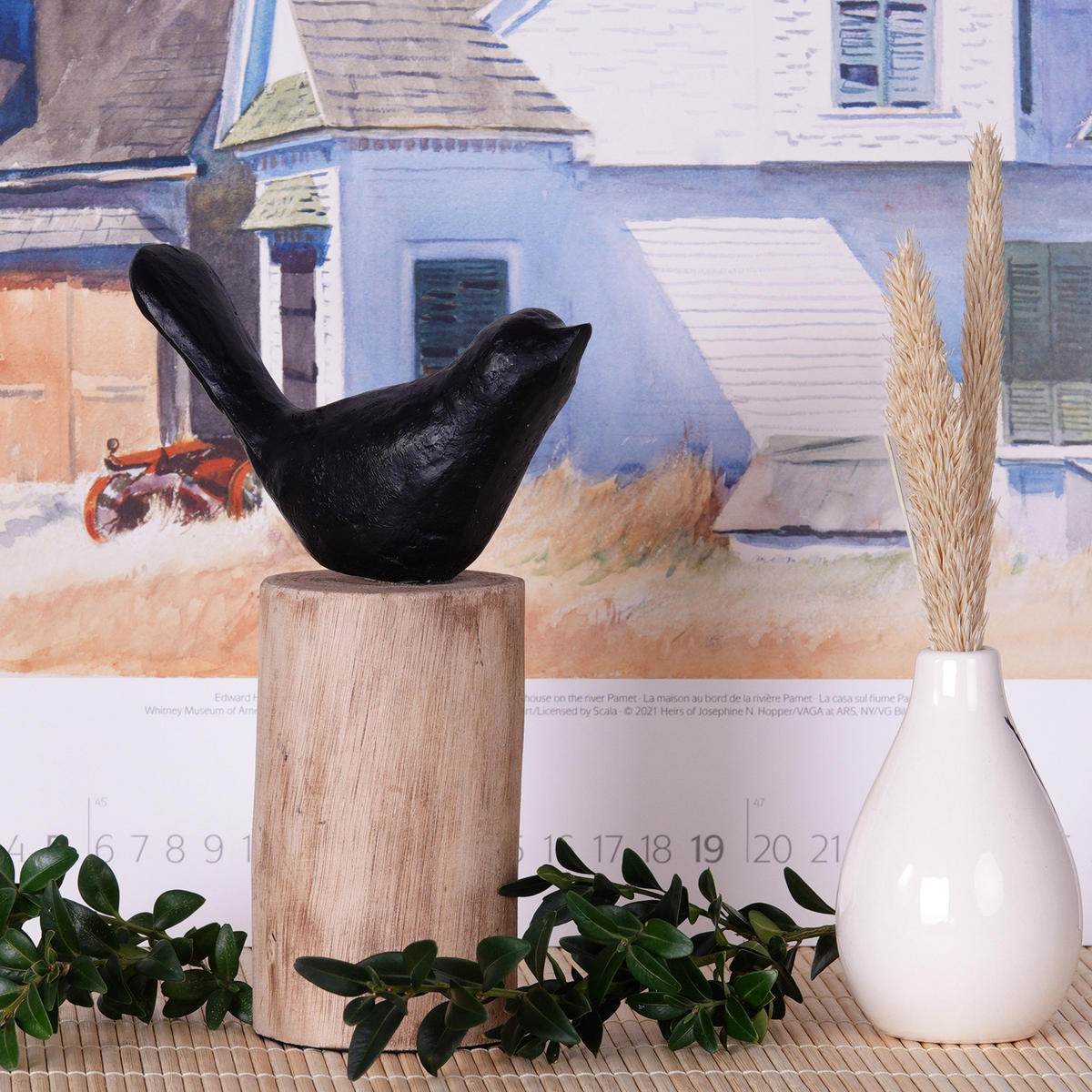 SKULPTUR Vogel Birdy III Mangoholz-Sockel schwarz-natur - Naturfarben, Holz (10/22/15cm) - CREEDWOOD
