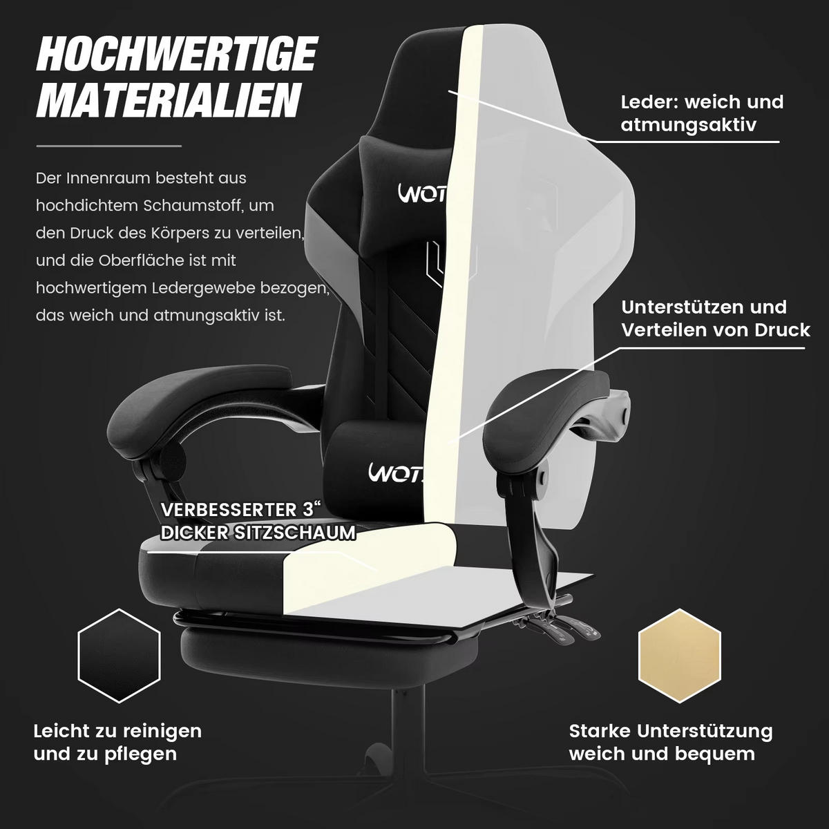 GAMINGSTUHL mit Fußstütze Verstellbar Schwarz - Schwarz, Metall (63/127/53cm) - Kaket