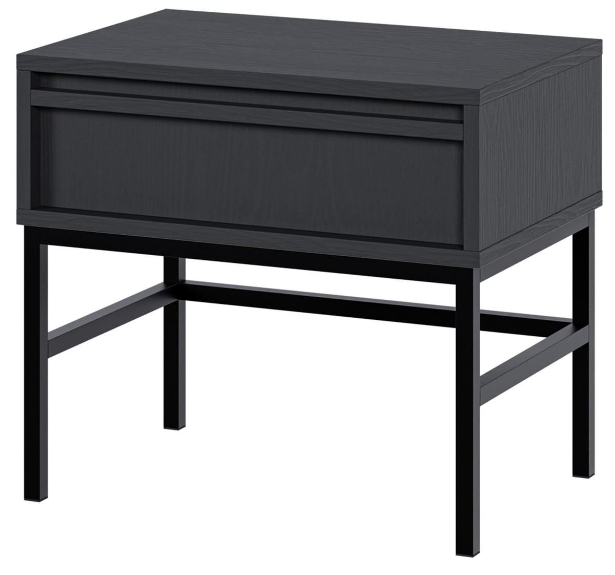 NACHTSCHRANK Evo Schwarz mit Metallgestell 50 cm - Anthrazit/Schwarz, Holzwerkstoff/Metall (50/44/34cm) - Selsey
