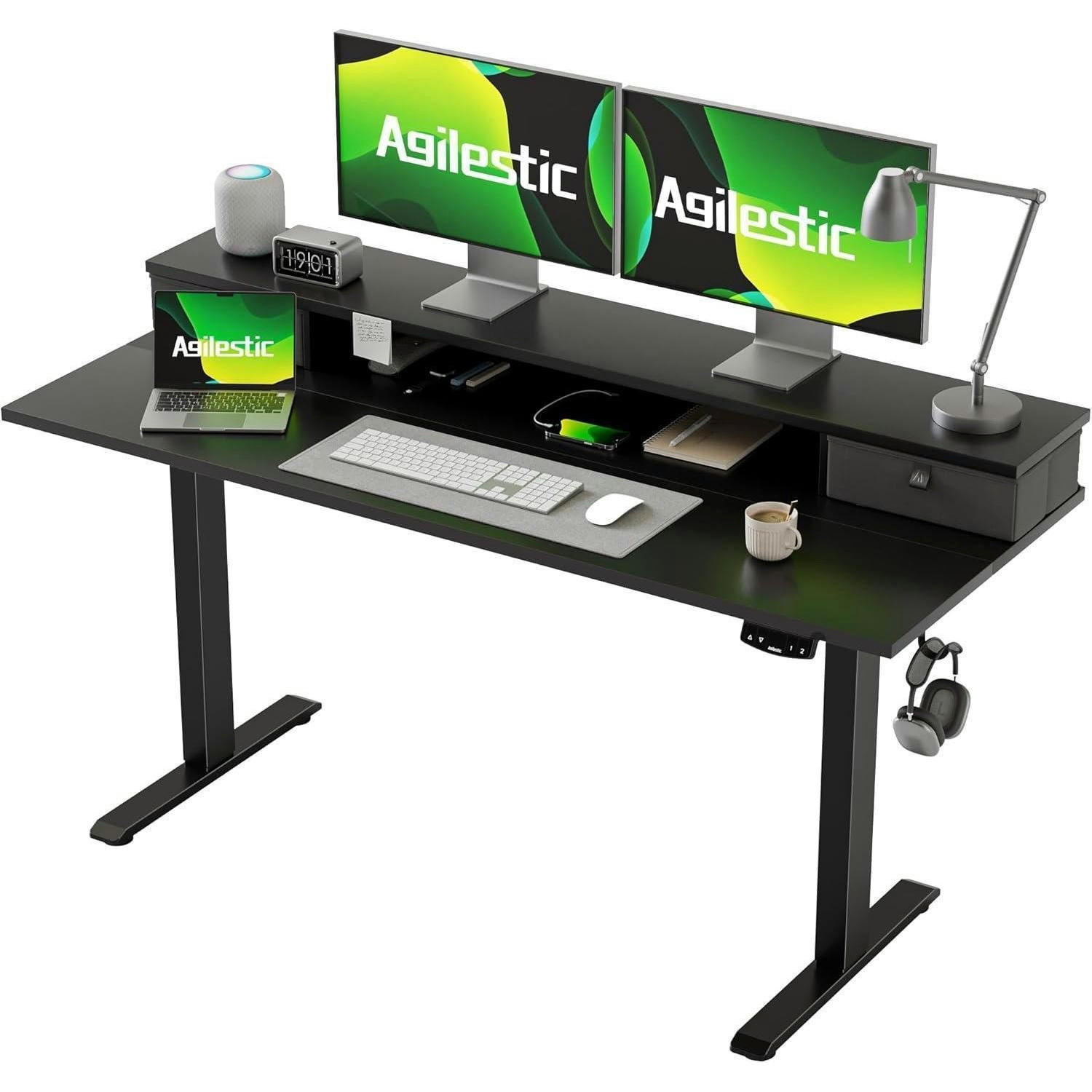 SCHREIBTISCH Höhenverstellbar Elektrisch 140 x 60 cm Schwarz - Schwarz, Metall (140/60/75cm)