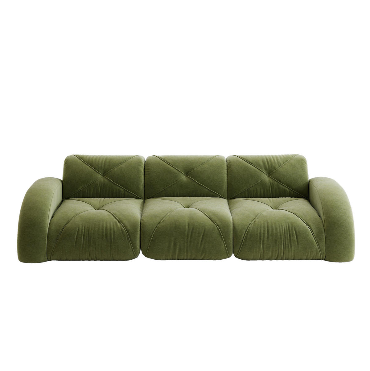 ECKSOFA 281/95/76 cm grün aus Chenille mit flexiblem System - Grün, Textil (95/281cm) - OKWISH