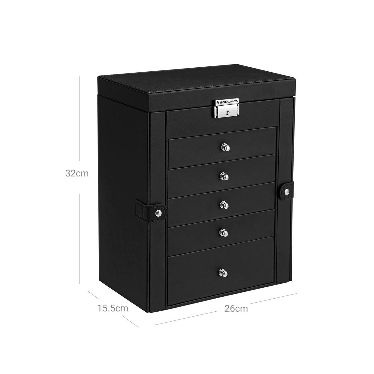 SCHMUCKKASTEN - Schwarz, Holzwerkstoff (15.5/26cm) - Hansiro