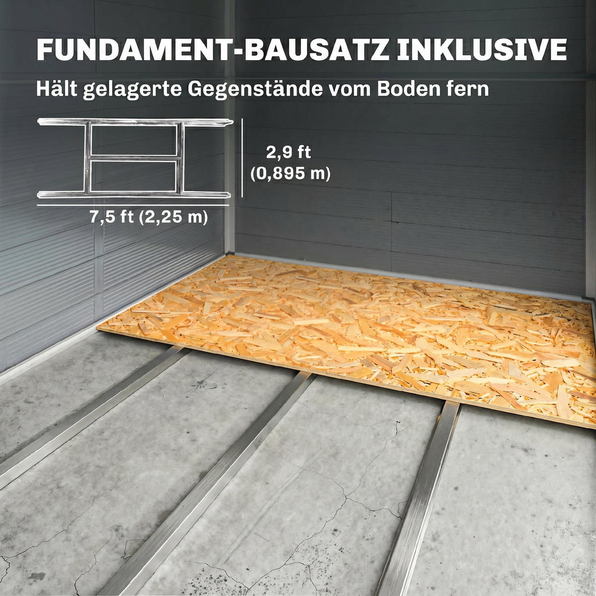 GERÄTEHAUS 4,1m³, Gartenhaus mit Pultdach, 240 x 190 x 180/228 cm, für Hinterhof - Grau, Kunststoff (190/228/240cm) - Outsunny
