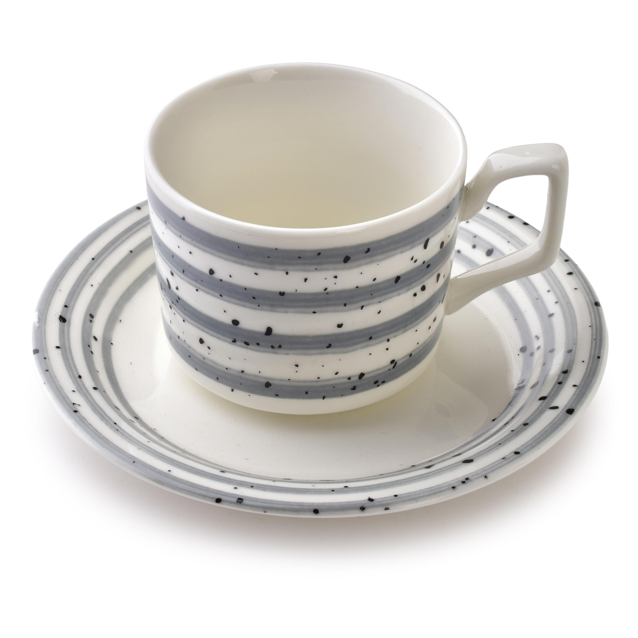 TASSE Joy grau 6er Set 42/18/7 cm Porzellan - Grau, Keramik (0.21L) - Mondex