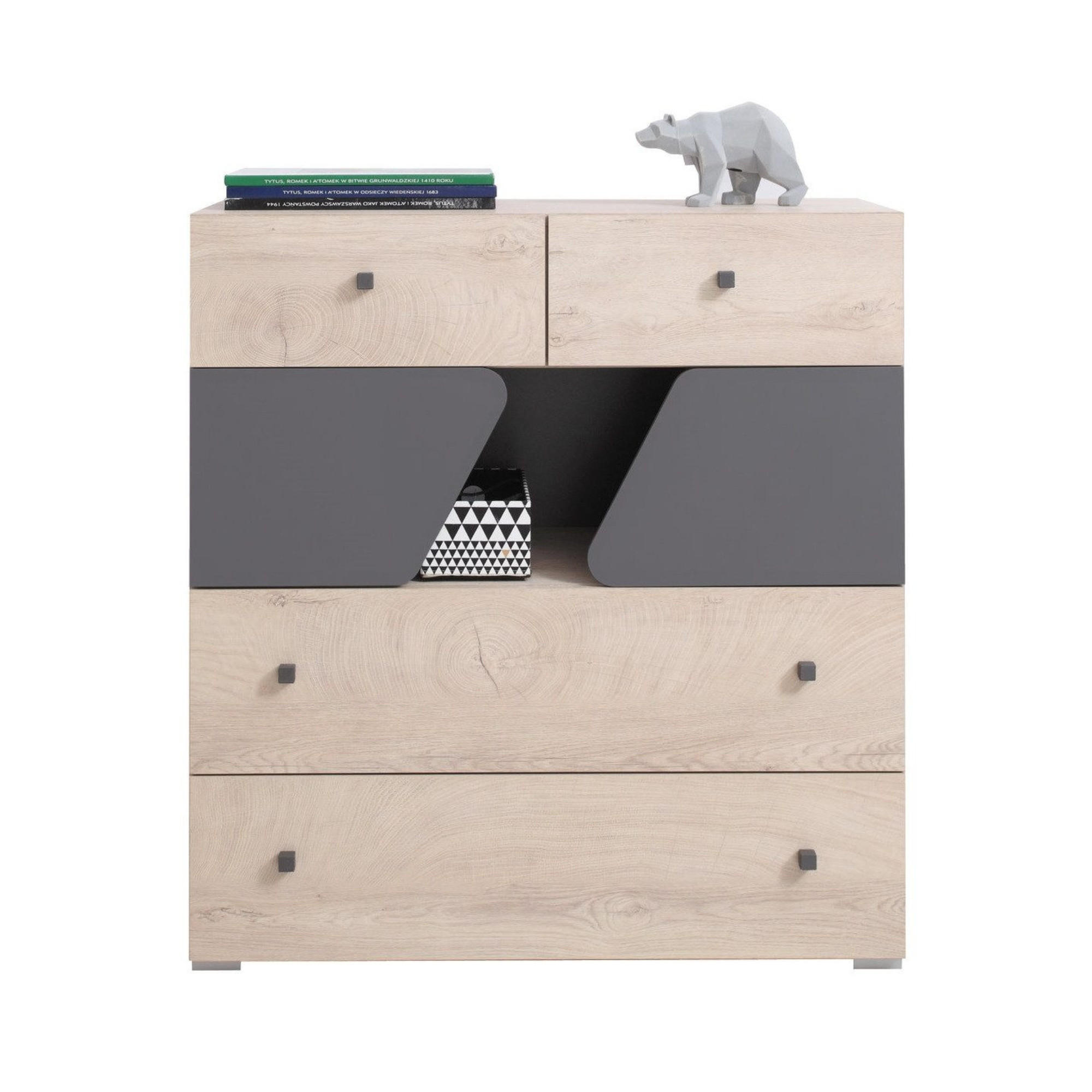 KINDERKOMMODE DARLA D10 90/40/95 Eiche/Anthrazit - Anthrazit/Sonoma Eiche, Holzwerkstoff (90/95/40cm) - Deine Möbel 24