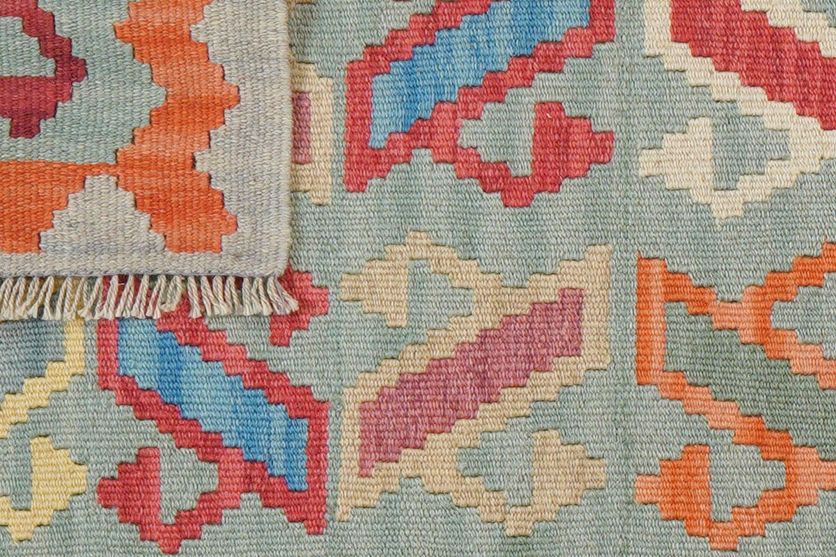 KELIM-LÄUFER handgewebt Gashgai Grün 201/61 cm Schurwolle - Grün, Textil (61/201cm) - Looma