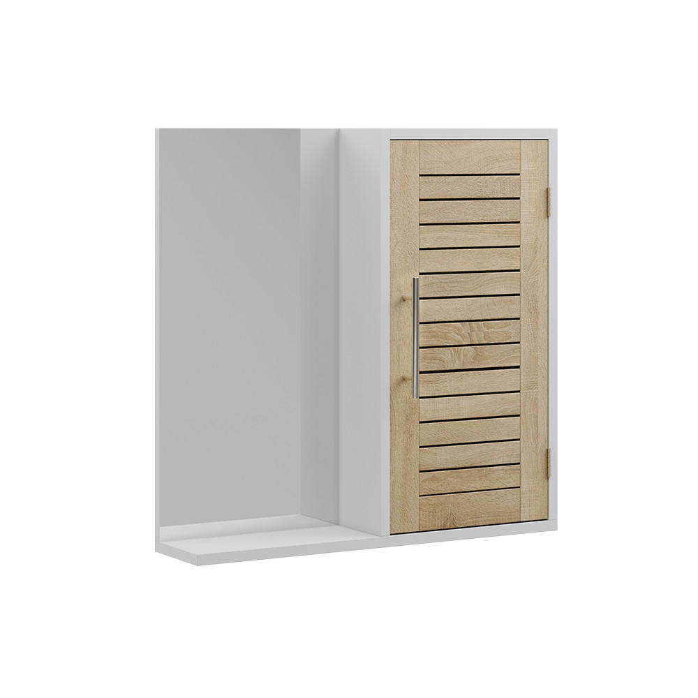 BADSPIEGELSCHRANK Looma Weiß/Eiche 60 x 60 cm mit 3 Fächern - Weiß, Holzwerkstoff (60/60/13.5cm) - Vicco