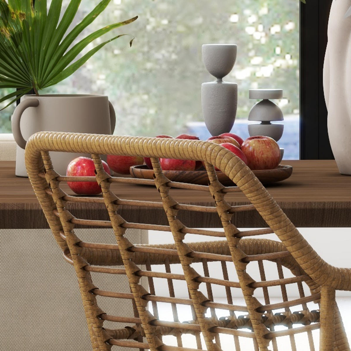 ESSZIMMERSTÜHLE PE-Rattan Hellbraun+Weiß - Hellbraun, Kunststoff (60/79/56cm) - HOMCOM