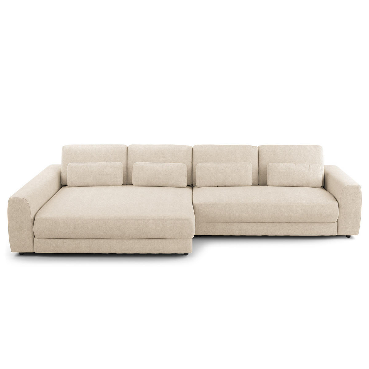 ECKSOFA mit XXL-Longchair - Beige/Schwarz, Kunststoff/Textil (323/182cm) - home24