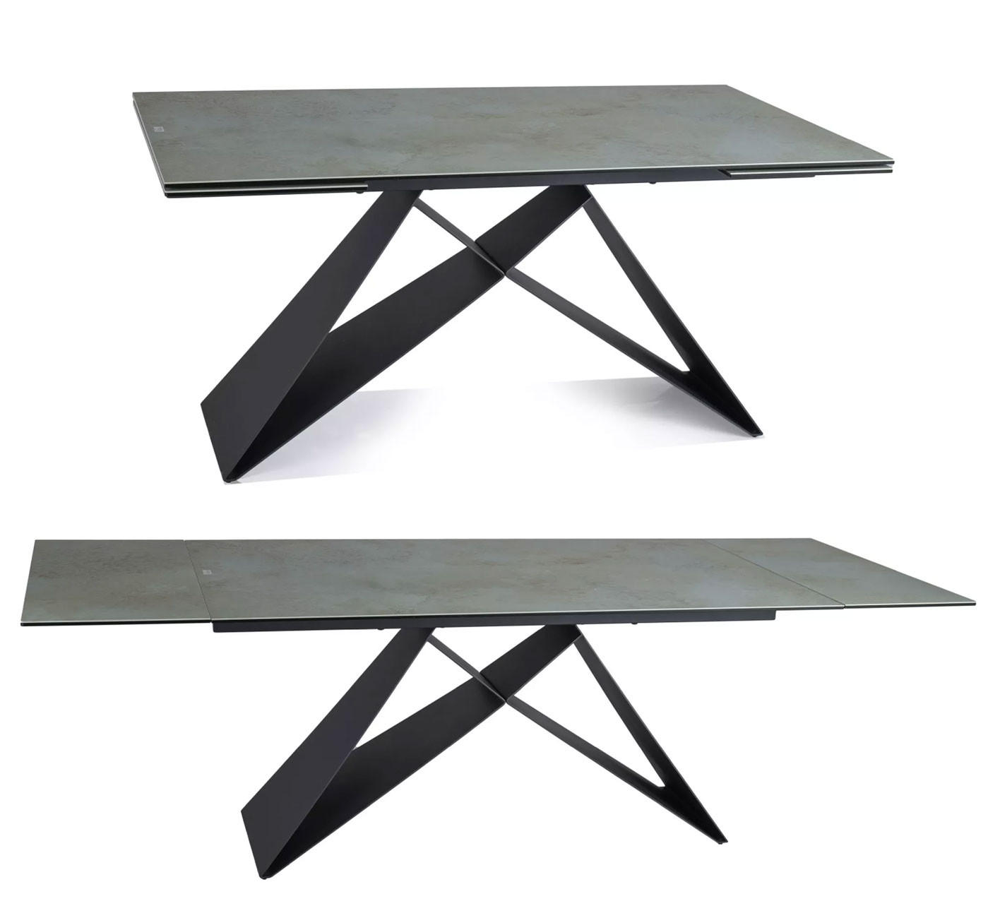 ESSTISCH Westin X / Schwarz Matt 160-240 / 90 / 77cm - Schwarz/Kupferfarben, Holz/Keramik (90/240/77cm) - Feldmann-Wohnen