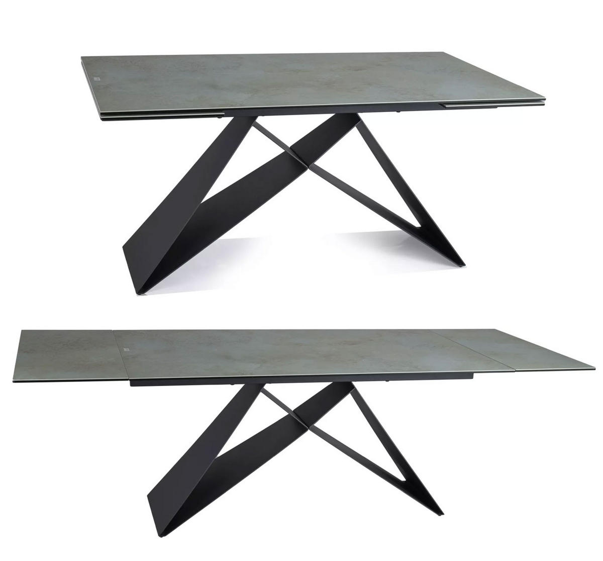 ESSTISCH Westin X / Schwarz Matt 160-240 / 90 / 77cm - Schwarz/Kupferfarben, Holz/Keramik (90/240/77cm) - Feldmann-Wohnen