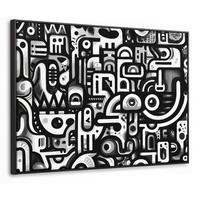 LEINWAND Bilder mit Rahmen - Symbole - Abstrakt - Grafik - Schwarz - 100x70 - Schwarz, Textil (100/70cm) - MuchoWow