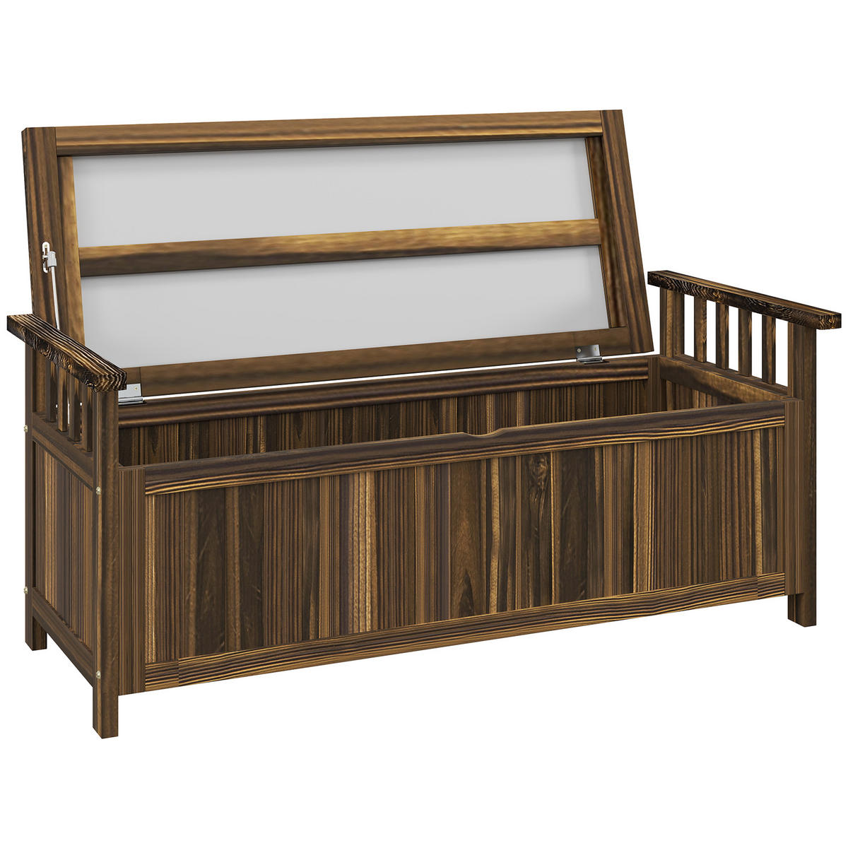 GARTENBANK 2-Sitzer DE-08292 mit Stauraum, Armlehnen Verkohlt - Naturfarben, Holz (128.5/53.5/52cm) - ComfortXL